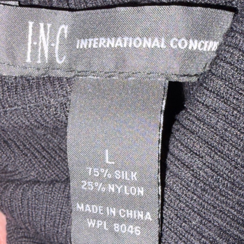 INC International Concept Silk Blend Colorblock Turtleneck Sweater Dress Black L - Picture 5 of 8